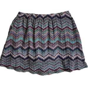 Skater Skirt Large Zig Zag Print Multicolor w Pockets